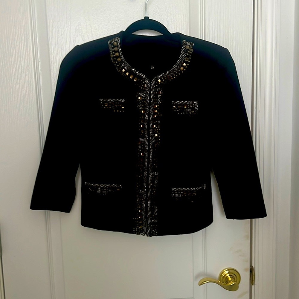 Black jacket top with sequins & bead details size xs excellent condition